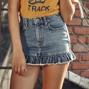 Carmar (LF) ruffle trim denim skirt. NEVER WORN